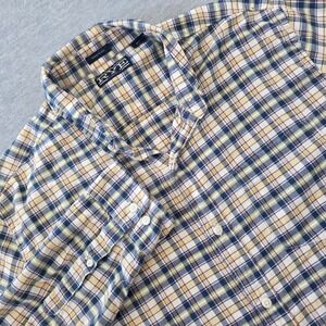 Hawker Rye Mens XL Tall Regular Fit Plaid Button Down Shirt Blue Yellow Cotton